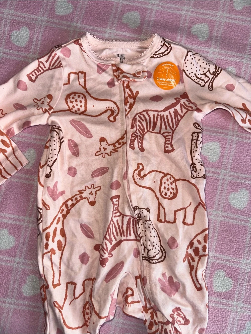 Carter's Pink Safari Animal Print Footed One-Piece